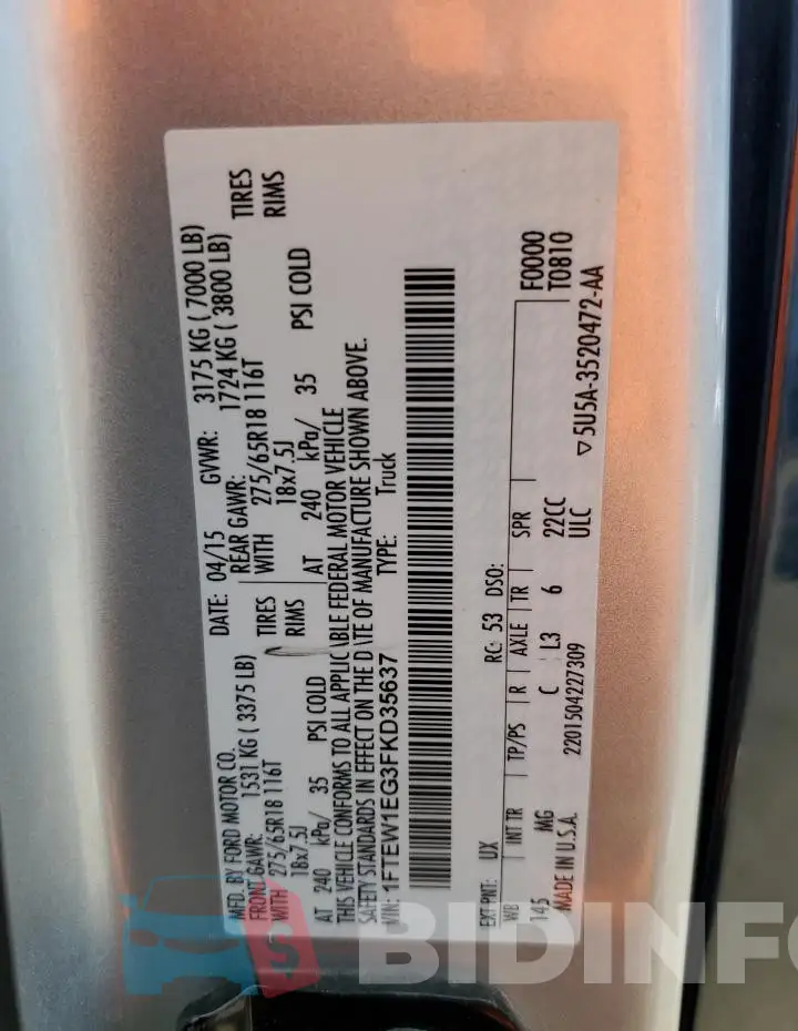 1FTEW1EG3FKD35637 Photo# 12