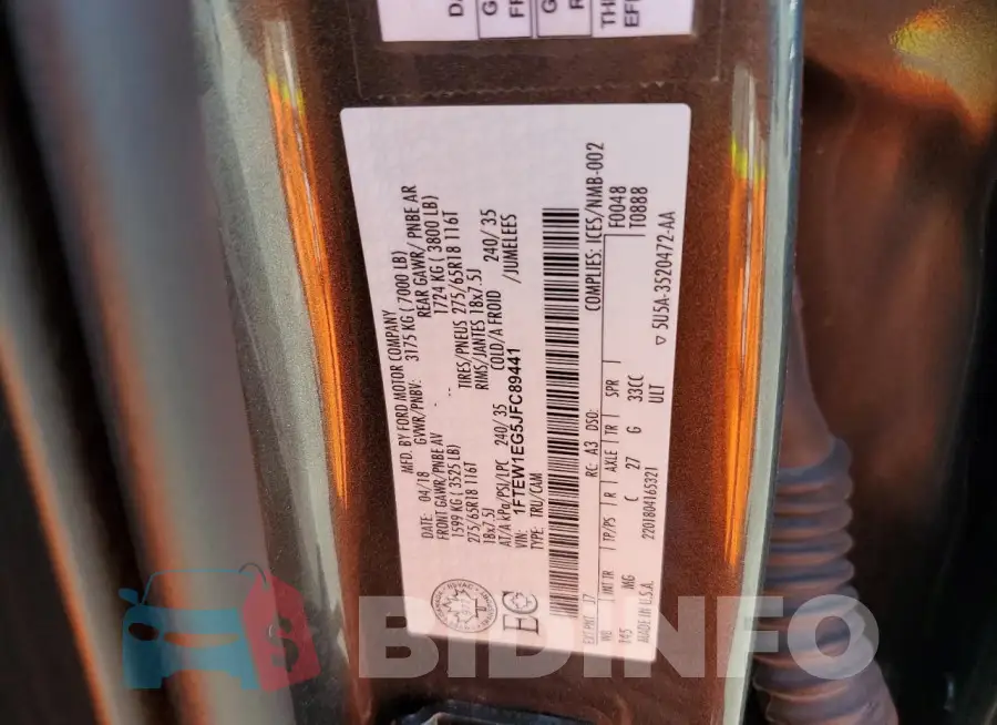 1FTEW1EG5JFC89441 Photo# 12