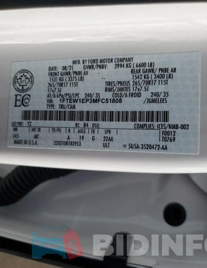 1FTEW1EP3MFC51808 Photo# 12