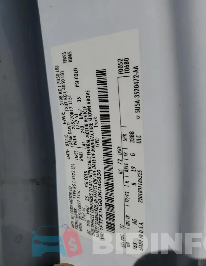 1FTFX1EG0JKD45830 Photo# 12