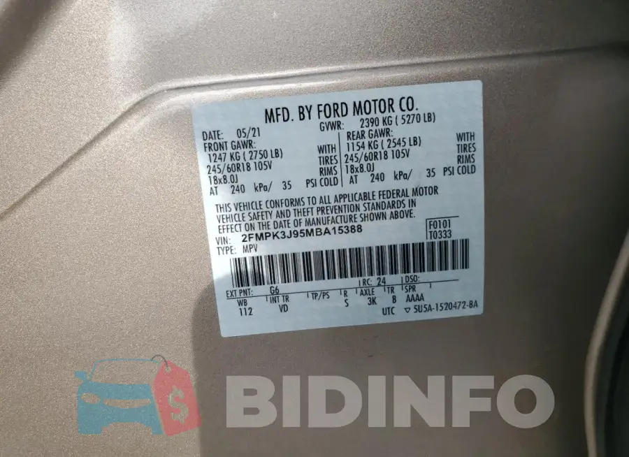 2FMPK3J95MBA15388 Photo# 14