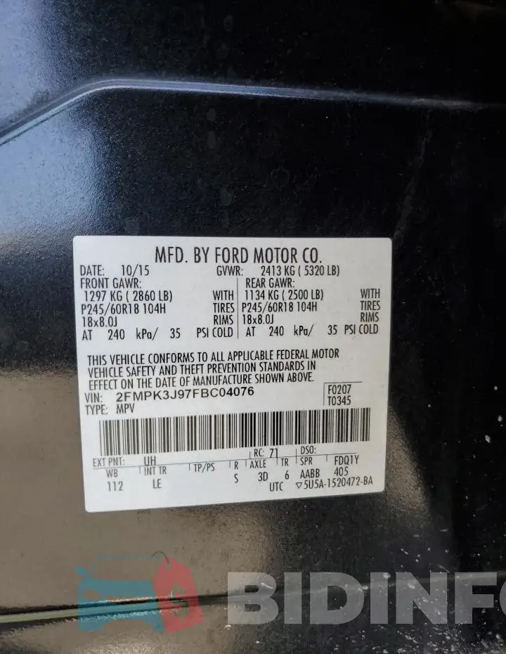 2FMPK3J97FBC04076 Photo# 12
