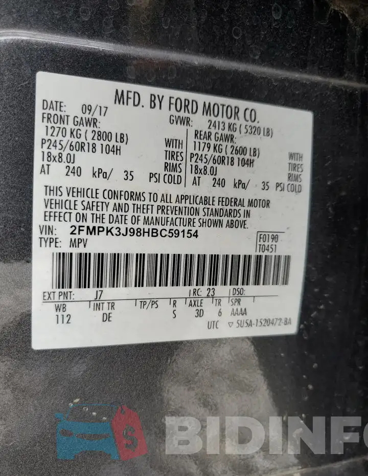 2FMPK3J98HBC59154 Photo# 13