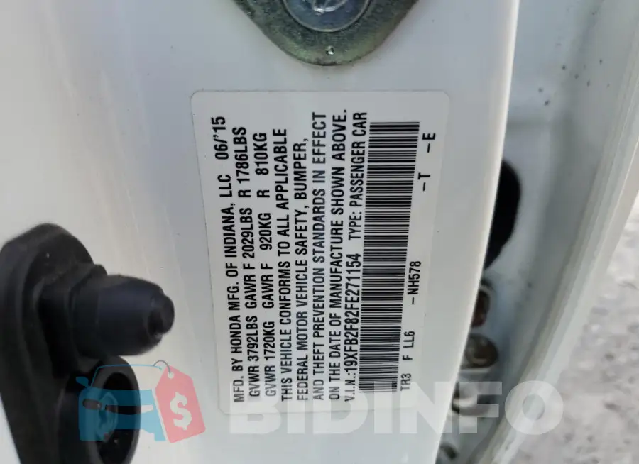 19XFB2F82FE271154 Photo# 12