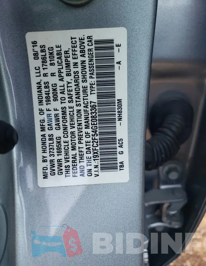 19XFC2F54GE083367 Photo# 12