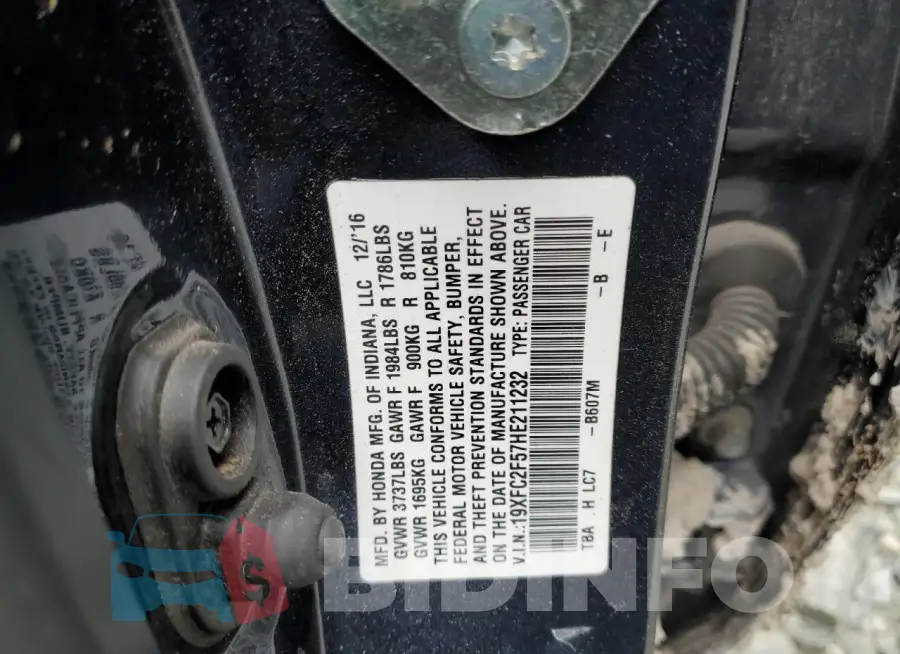 19XFC2F57HE211232 Photo# 12