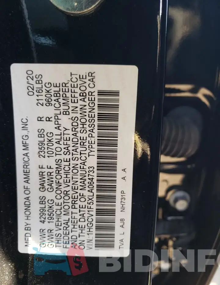 1HGCV1F5XLA064733 Photo# 12