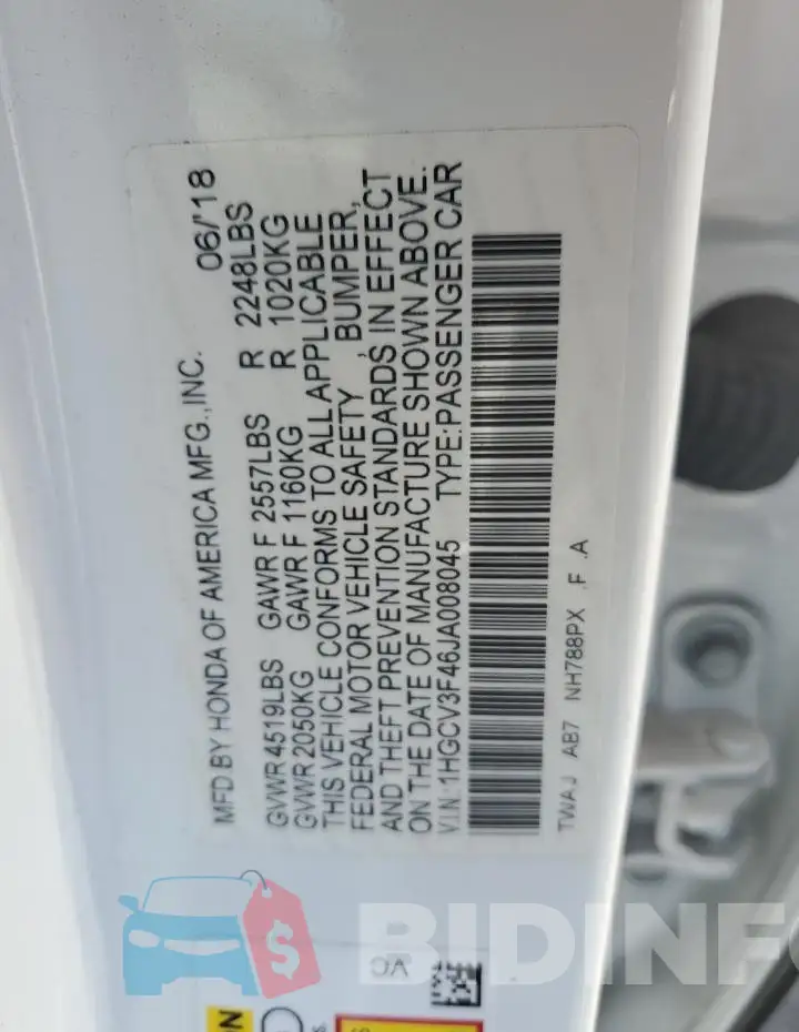 1HGCV3F46JA008045 Photo# 12