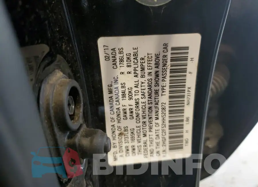 2HGFC2F52HH520872 Photo# 13