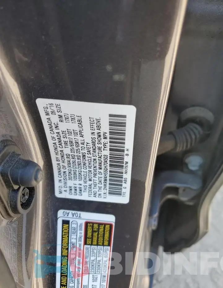2HKRM4H55GH704503 Photo# 13