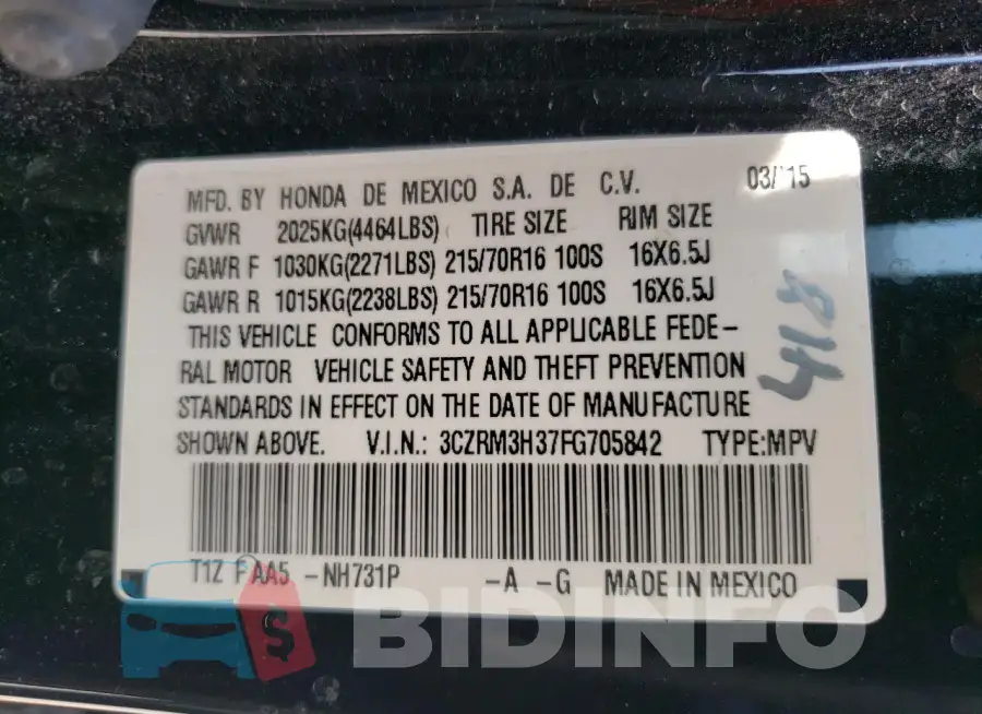 3CZRM3H37FG705842 Photo# 14