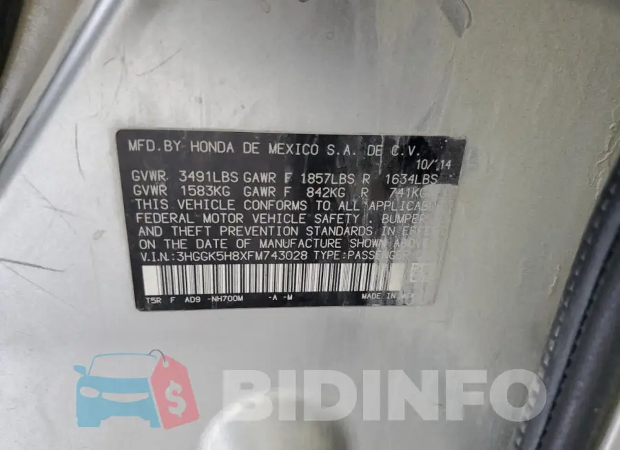 3HGGK5H8XFM743028 Photo# 12