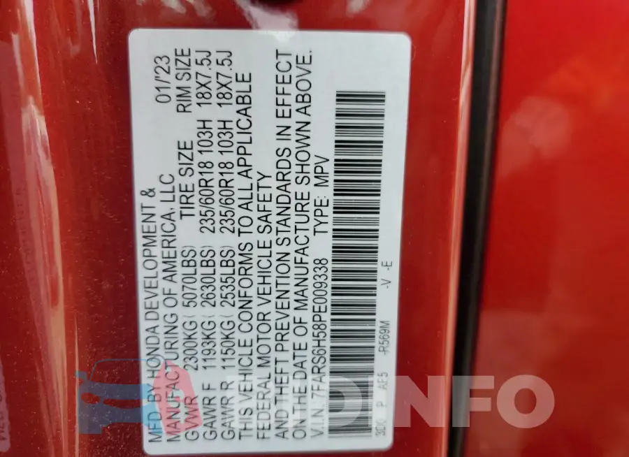 7FARS6H58PE009338 Photo# 14
