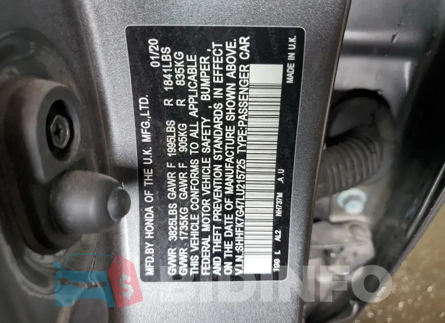 SHHFK7G47LU215725 Photo# 12