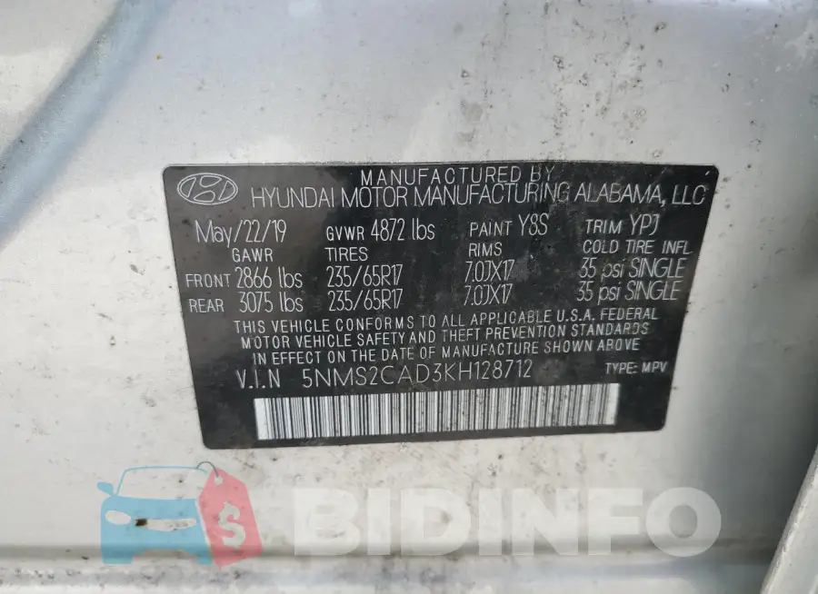 5NMS2CAD3KH128712 Photo# 13