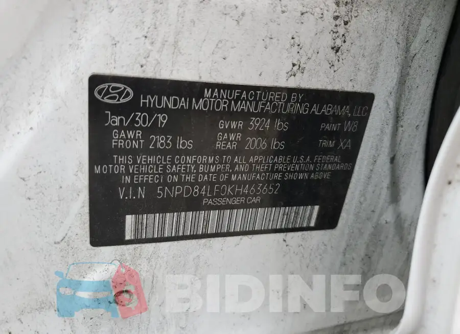 5NPD84LF0KH463652 Photo# 12