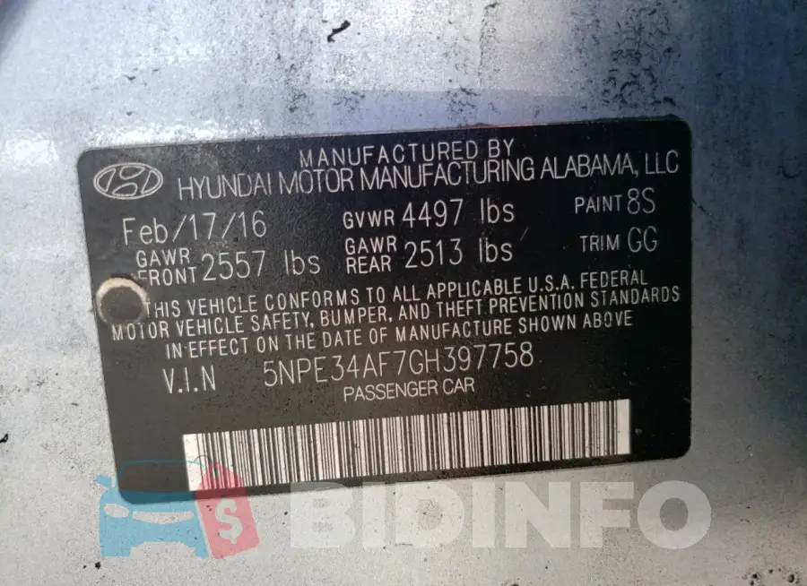 5NPE34AF7GH397758 Photo# 12