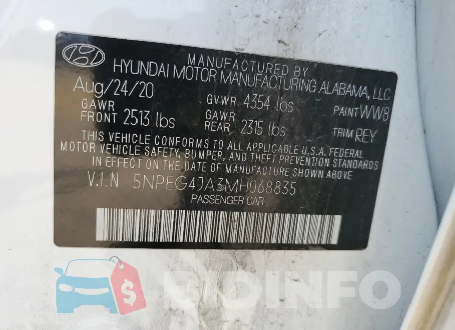5NPEG4JA3MH068835 Photo# 13