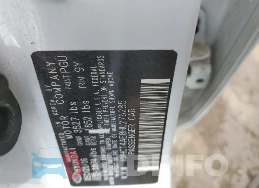 KMHCT4AE8HU276285 Photo# 12