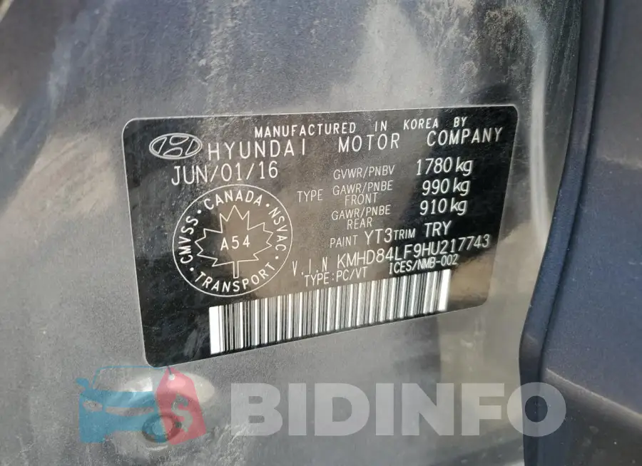 KMHD84LF9HU217743 Photo# 12
