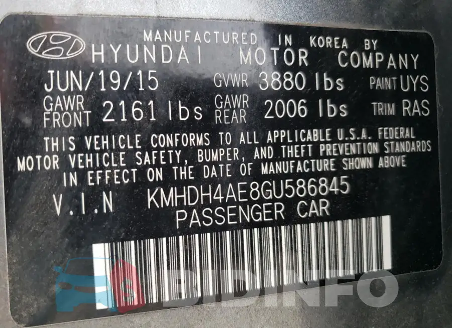 KMHDH4AE8GU586845 Photo# 12