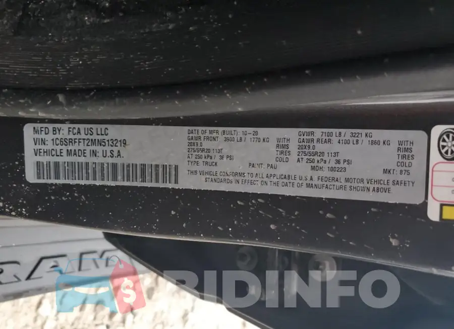 1C6SRFFT2MN513219 Photo# 12
