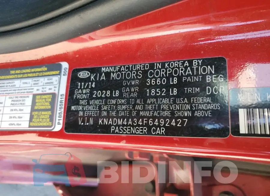 KNADM4A34F6492427 Photo# 12