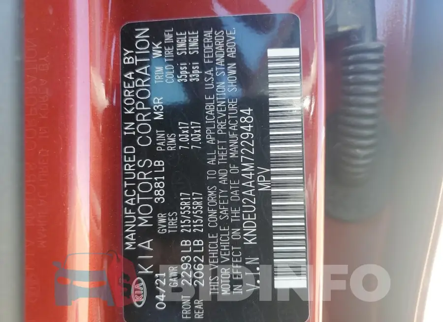 KNDEU2AA4M7229484 Photo# 12