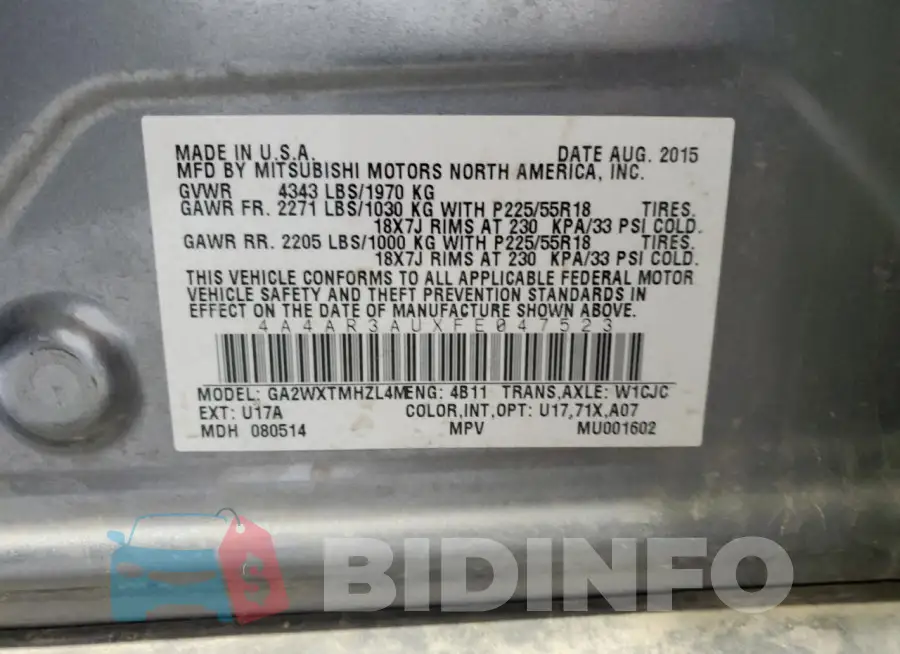 4A4AR3AUXFE047523 Photo# 13