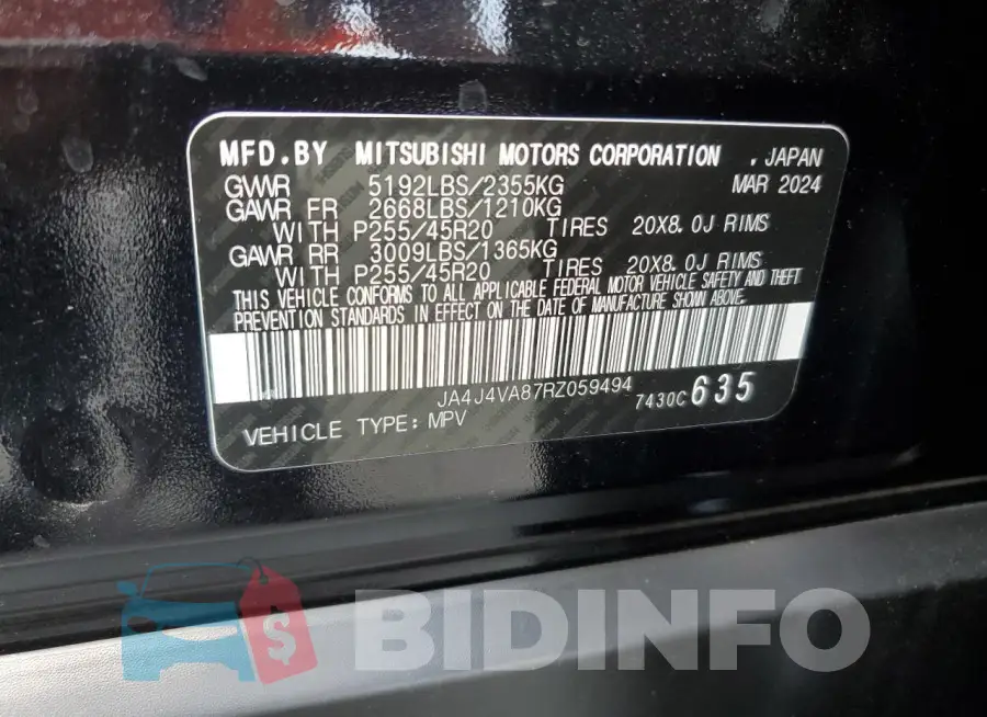 JA4J4VA87RZ059494 Photo# 13