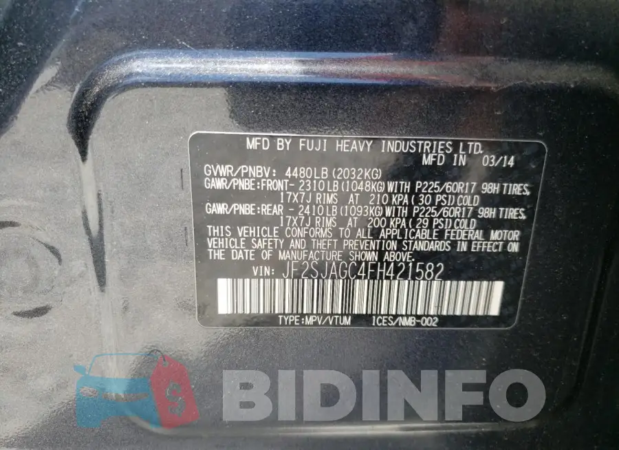 JF2SJAGC4FH421582 Photo# 13