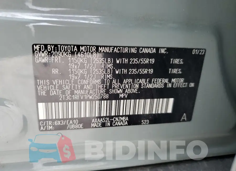 2T3C1RFV1PW250788 Photo# 13