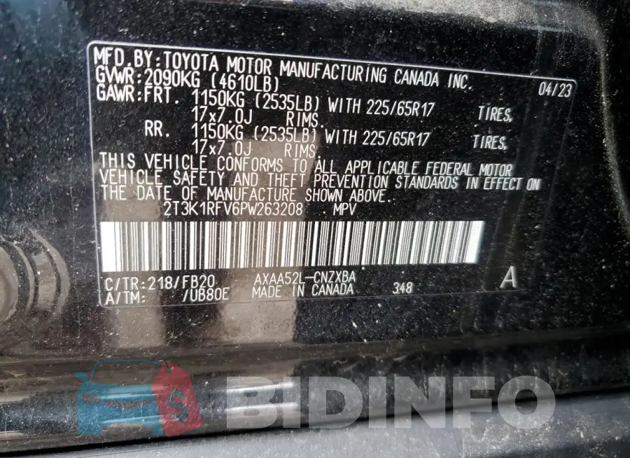 2T3K1RFV6PW263208 Photo# 12