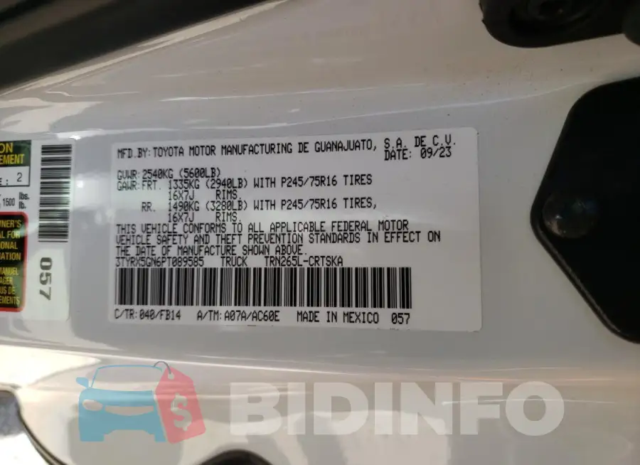 3TYRX5GN6PT089585 Photo# 13