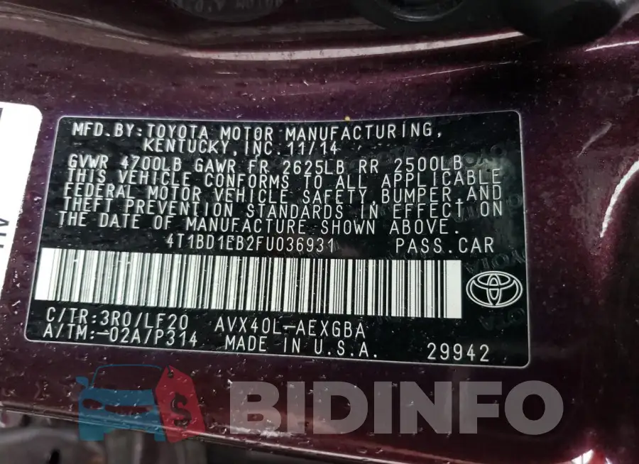 4T1BD1EB2FU036931 Photo# 13