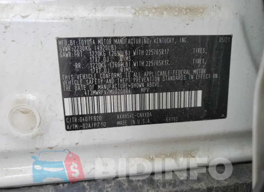 4T3MWRFV7MU020884 Photo# 13