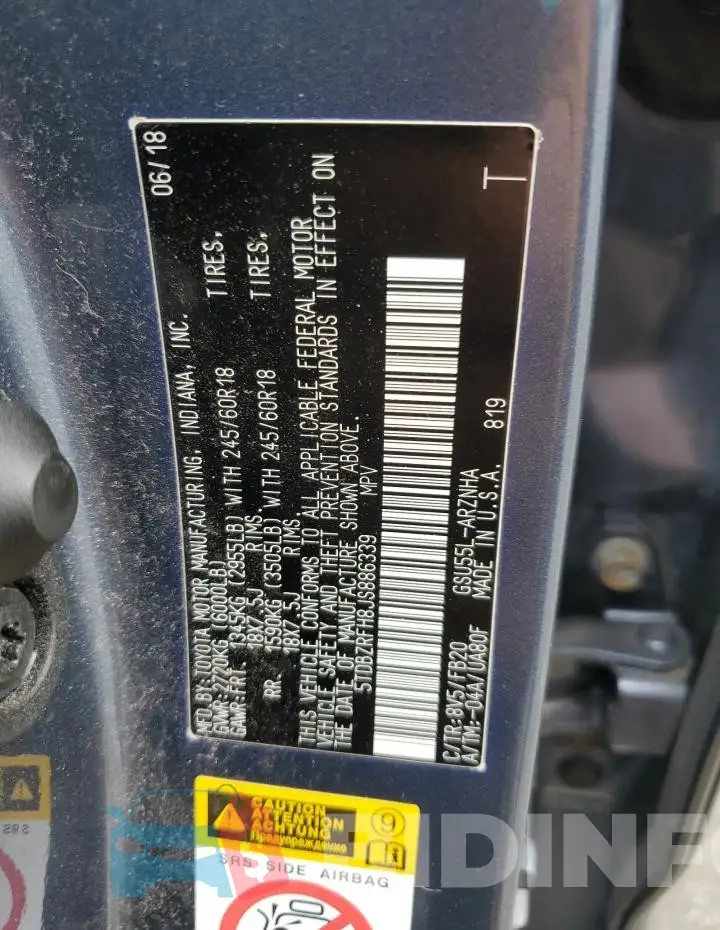 5TDBZRFH8JS886339 Photo# 13