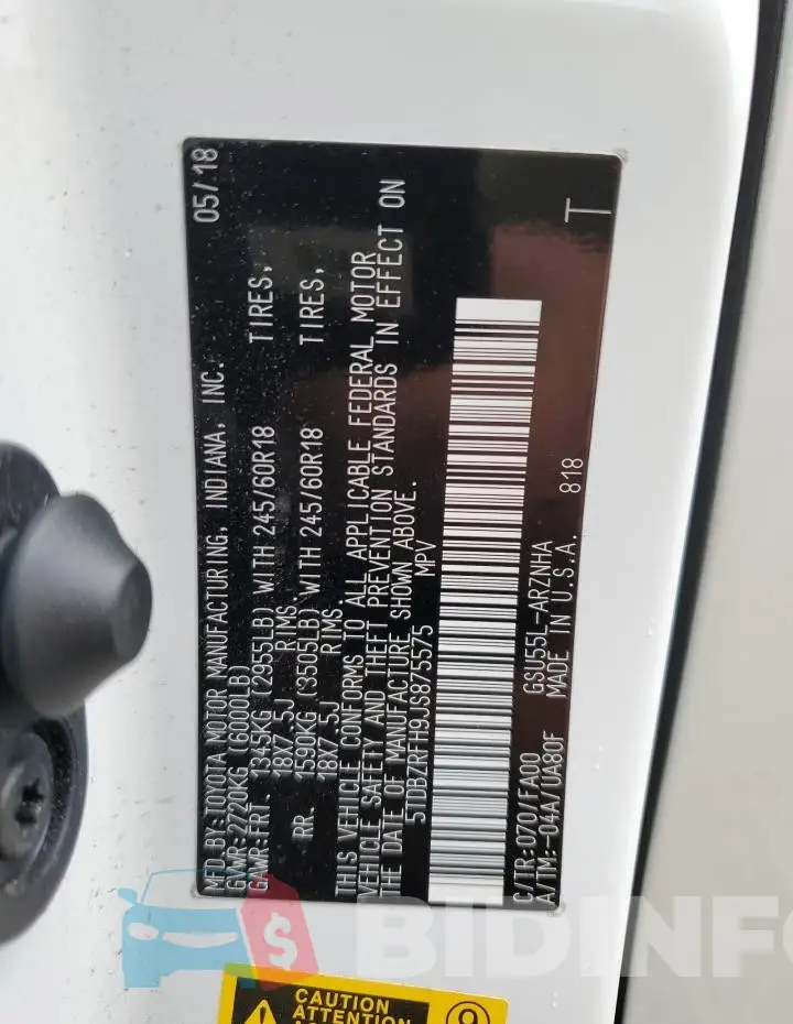 5TDBZRFH9JS875575 Photo# 14