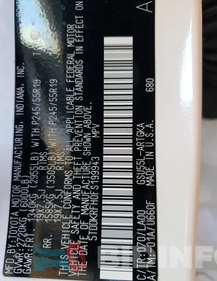 5TDDKRFH0FS199943 Photo# 14