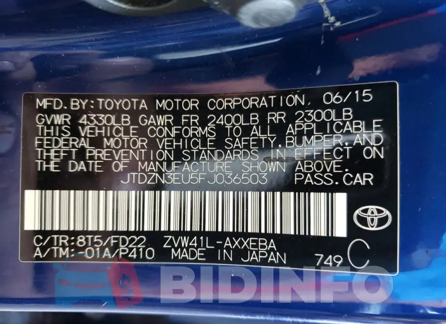 JTDZN3EU5FJ036503 Photo# 13