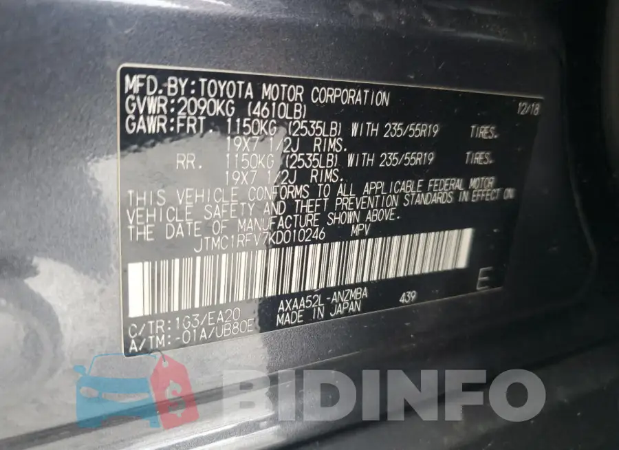 JTMC1RFV7KD010246 Photo# 13