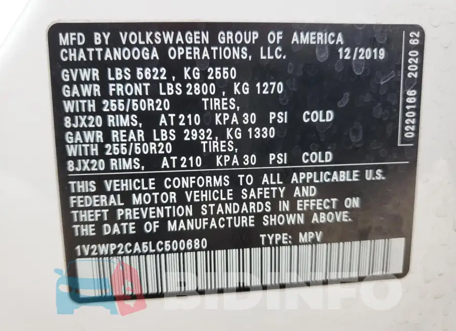 1V2WP2CA5LC500680 Photo# 14