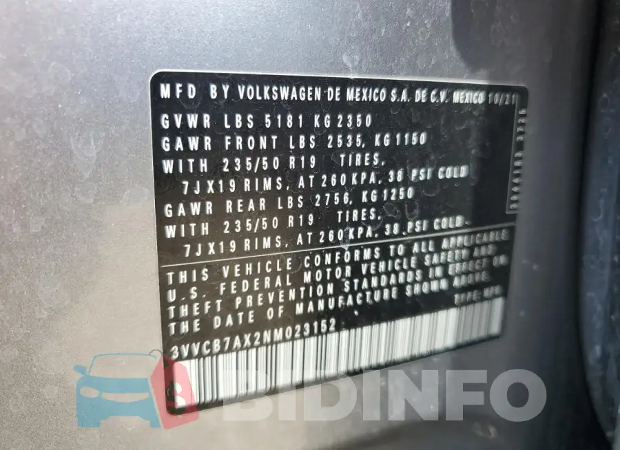 3VVCB7AX2NM023152 Photo# 14