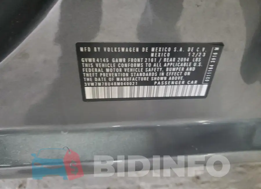 3VW7M7BU4RM040021 Photo# 12