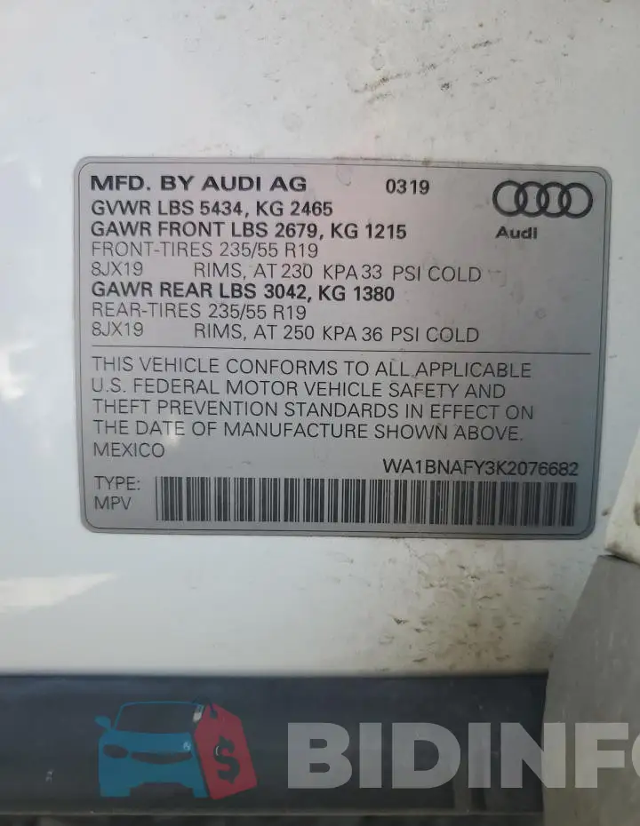 WA1BNAFY3K2076682 Photo# 12