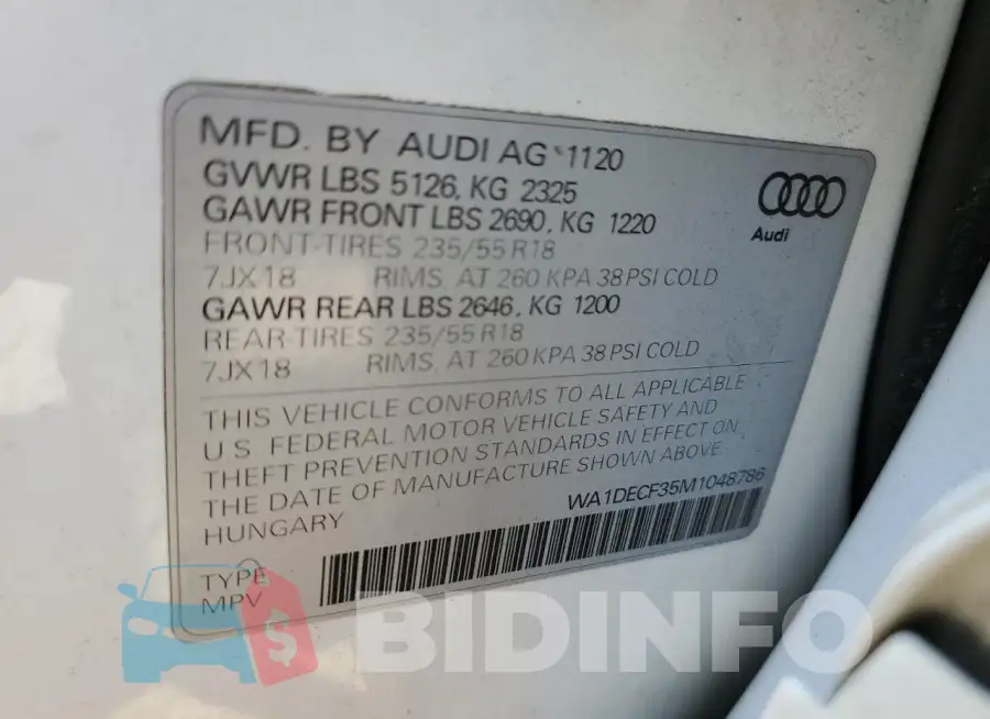 WA1DECF35M1048786 Photo# 13