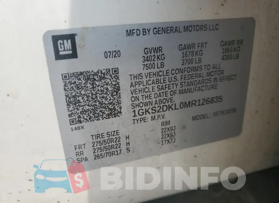 1GKS2DKL0MR126835 Photo# 13