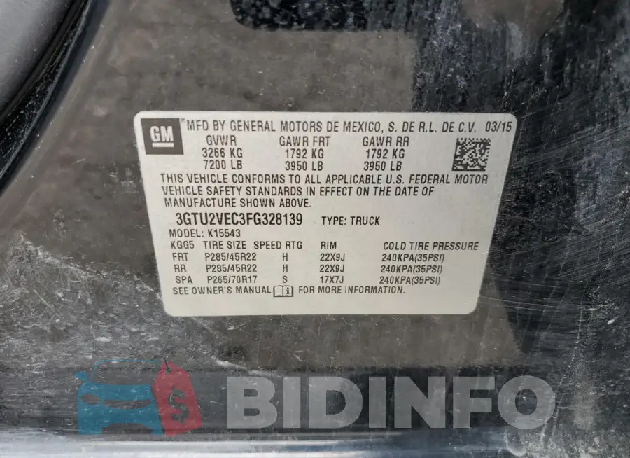 3GTU2VEC3FG328139 Photo# 13