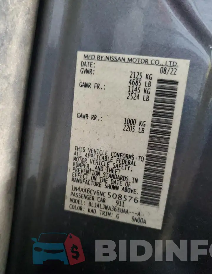 1N4AA6CV6NC508576 Photo# 12
