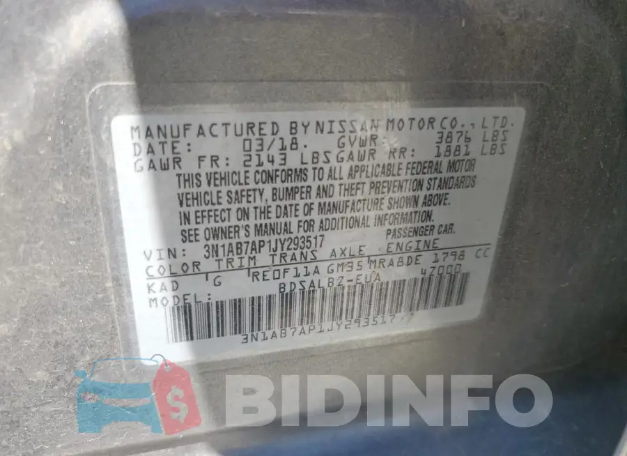 3N1AB7AP1JY293517 Photo# 12